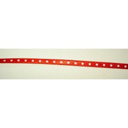Satiininauha polka dot, leveys 4 mm, punainen (2 metriä)